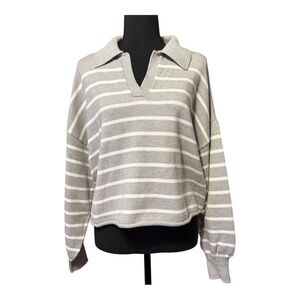 Rachel Zoe | Sweater |‎ Women’s | Gray & White | Size L | V Neck W. Collar
